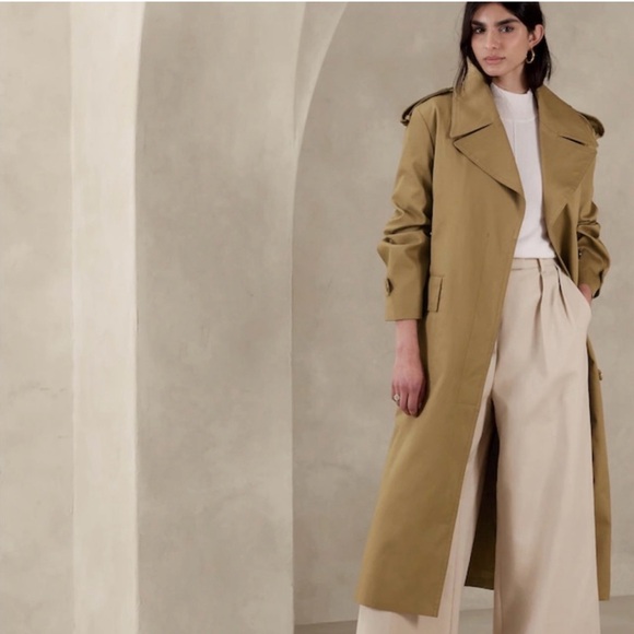 NWT BANANA REPUBLIC RIO BONDED TRENCH COAT SIZE M - Picture 4 of 7